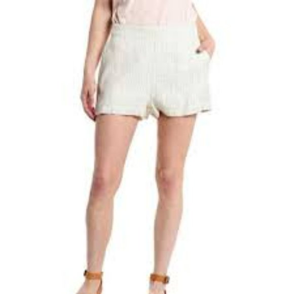 Cupcakes And Cashmere Alta Linen Blend Shorts Ivory, Gray, Pink Stripe Sz 0  EUC - Picture 3 of 9